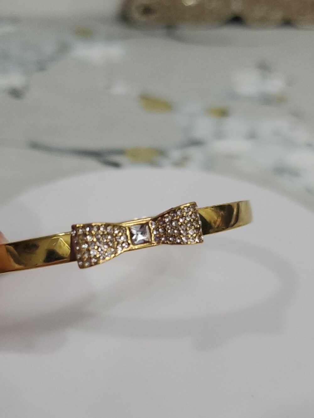 kate spade Gold Bow Pavé Crystal Bangle Bracelet - Picture 11 of 11